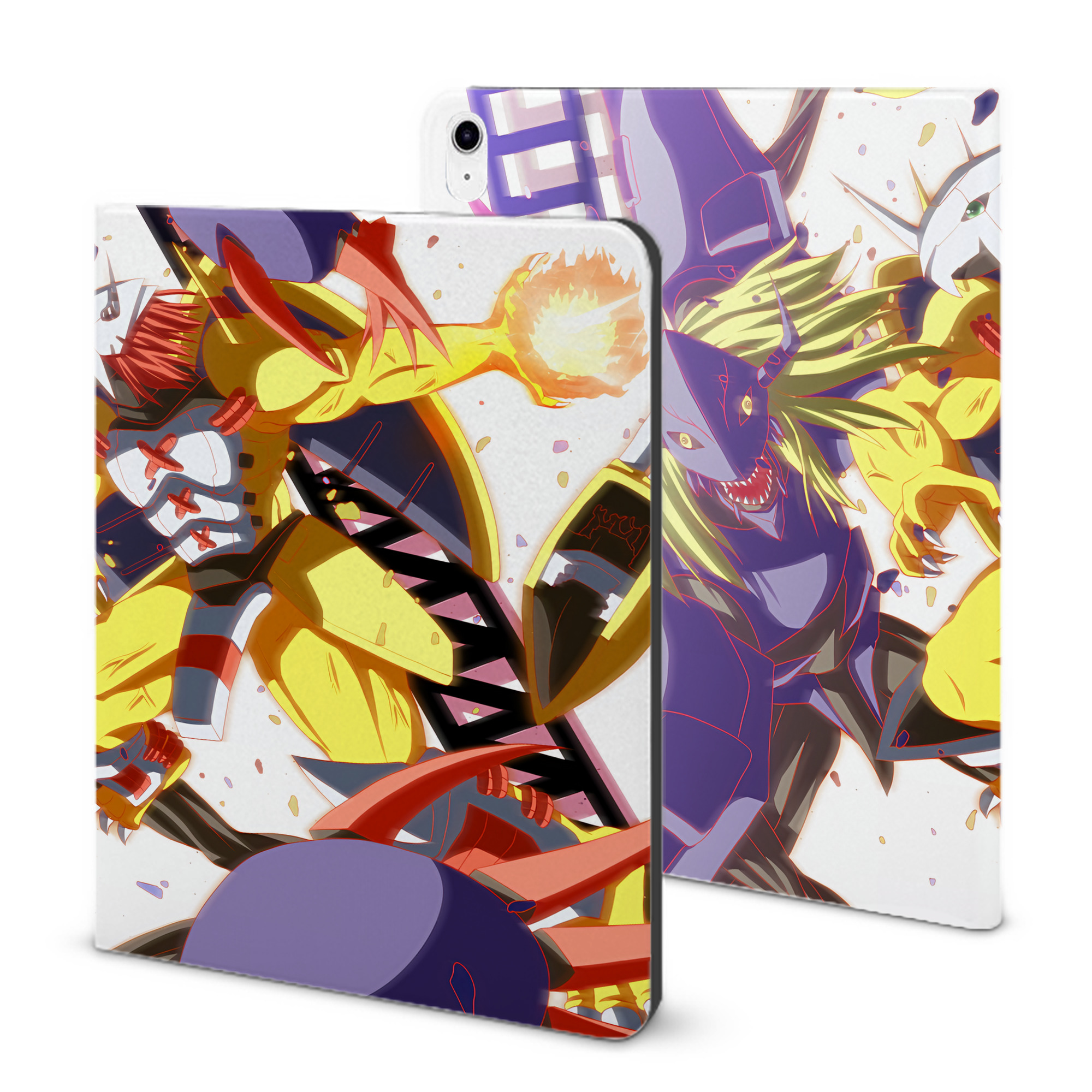 （画像用） Digimon デジタルモンスター/デジモン IPad ケース ブック型 PUレザー TPU 耐衝撃 軽量 薄型 ペン収納なし 全面保護 IPad 各モデル対応
